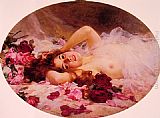 Famous Beauty Paintings - Beauty amid Rose Petals